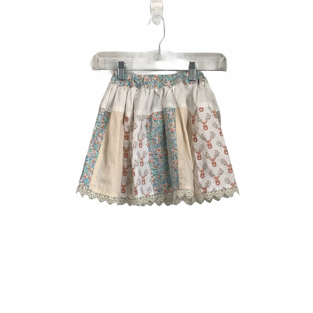 Unbranded Girl's Patchwork Floral Lace Trim Skirt